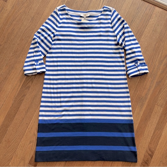 Jones New York Sport Seaport Blue Multi Stripe Dress Cotton Size XL - Picture 1 of 6